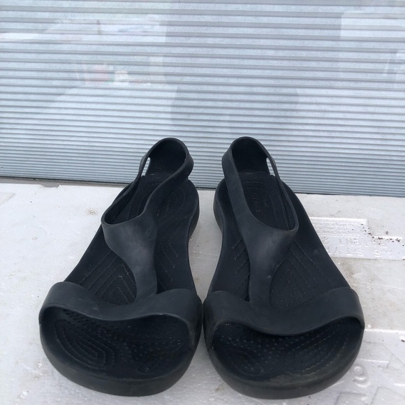 Crocs Women’s Black Rubber Slip On Gladiator Comfort Sandals Size W7 - Picture 11 of 13